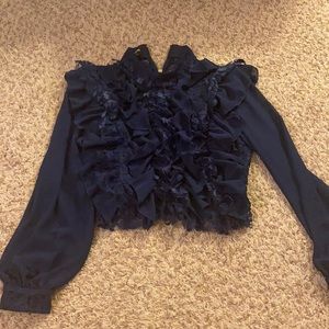 Bebe Navy Blue lace blouse